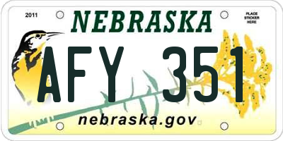 NE license plate AFY351