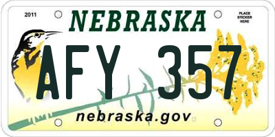 NE license plate AFY357