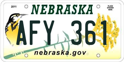 NE license plate AFY361