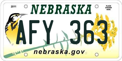 NE license plate AFY363