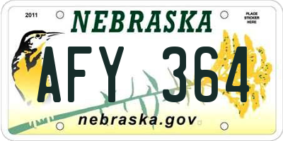 NE license plate AFY364