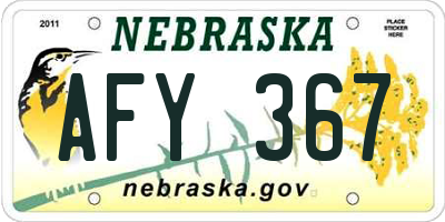 NE license plate AFY367