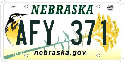NE license plate AFY371