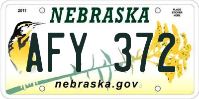 NE license plate AFY372
