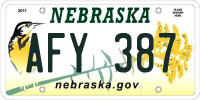 NE license plate AFY387