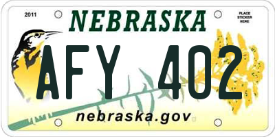 NE license plate AFY402