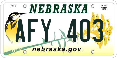 NE license plate AFY403