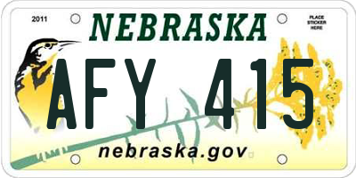 NE license plate AFY415