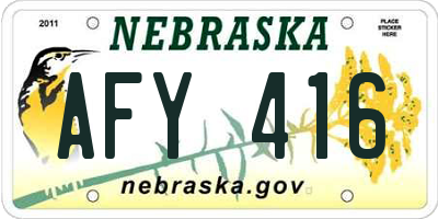 NE license plate AFY416