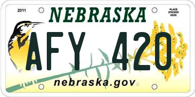 NE license plate AFY420