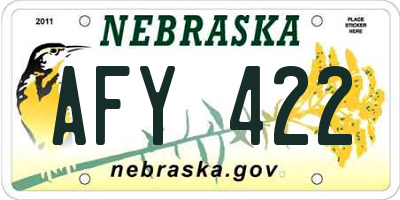 NE license plate AFY422