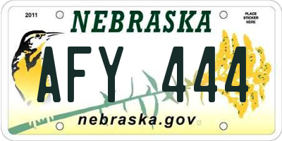 NE license plate AFY444