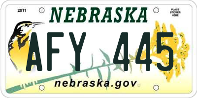 NE license plate AFY445