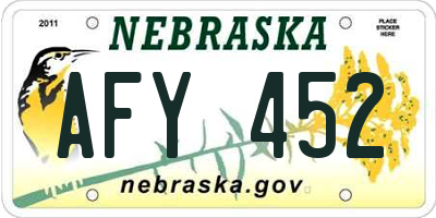 NE license plate AFY452