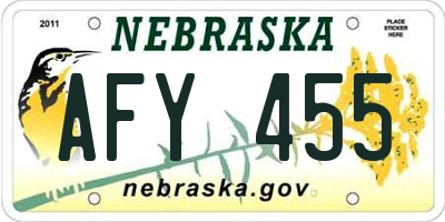 NE license plate AFY455