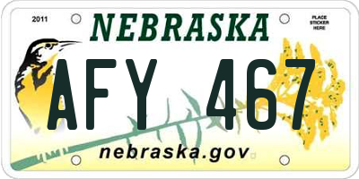 NE license plate AFY467
