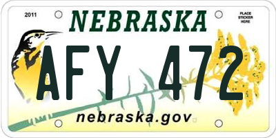 NE license plate AFY472