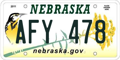NE license plate AFY478