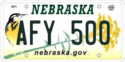 NE license plate AFY500