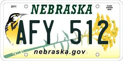 NE license plate AFY512