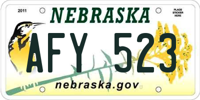 NE license plate AFY523