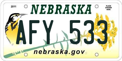 NE license plate AFY533