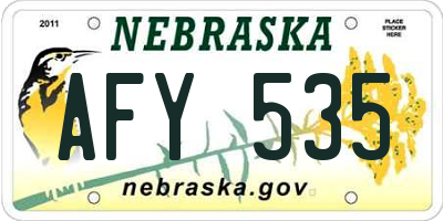 NE license plate AFY535