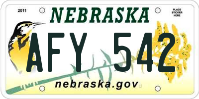 NE license plate AFY542