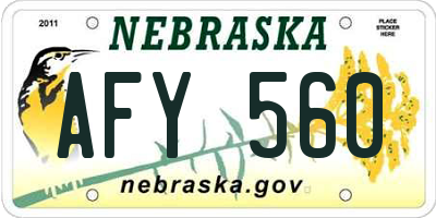NE license plate AFY560