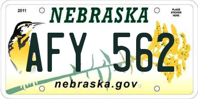 NE license plate AFY562