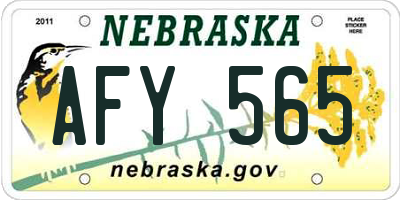 NE license plate AFY565