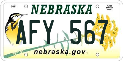 NE license plate AFY567