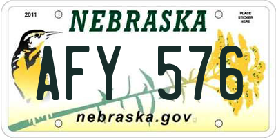 NE license plate AFY576
