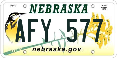 NE license plate AFY577