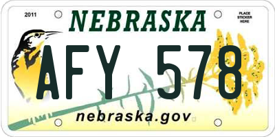 NE license plate AFY578