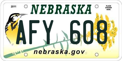 NE license plate AFY608