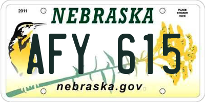 NE license plate AFY615