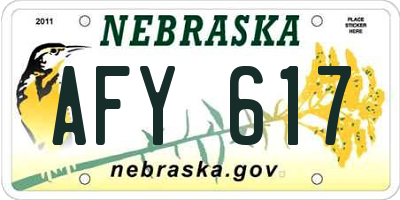 NE license plate AFY617
