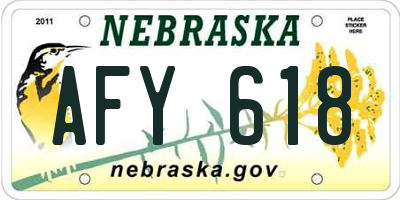 NE license plate AFY618