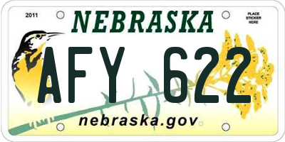 NE license plate AFY622