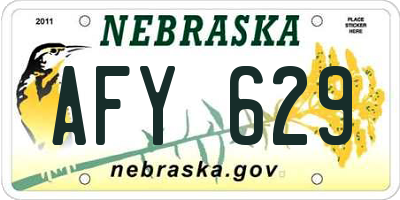 NE license plate AFY629