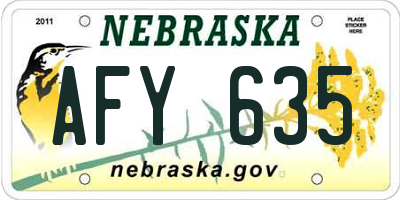 NE license plate AFY635