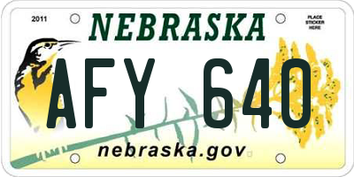 NE license plate AFY640