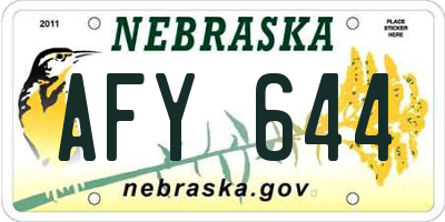 NE license plate AFY644