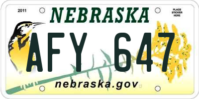 NE license plate AFY647