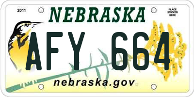 NE license plate AFY664