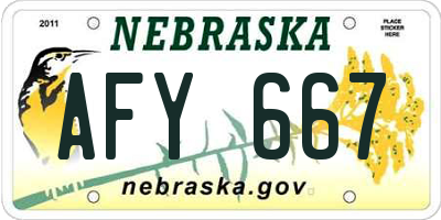 NE license plate AFY667