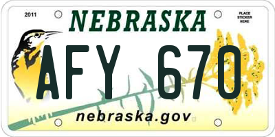 NE license plate AFY670