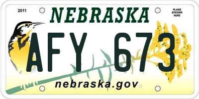 NE license plate AFY673