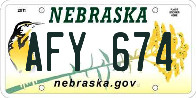NE license plate AFY674